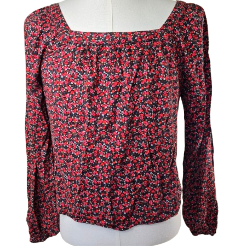 Gap Square Neck Floral Top Red Medium